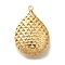Brass Pendants, Cadmium Free & Nickel Free & Lead Free, Teardrop, Hollow, Real 18K Gold Plated, 44x29.5x13.5mm, Hole: 2mm