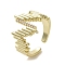 Brass Micro Pave Cubic Zirconia Open Cuff Ring, Real 16K Gold Plated, US Size 12 3/4(22mm)