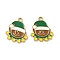 304 Stainless Steel Enamel Pendants, Christmas Theme Charms, Ion Plating(IP), Real 18K Gold Plated, Gnome, 22x19x2mm, Hole: 2mm