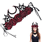 Felt Cloth and Alloy Headwear Crown, with Glass Beads, for Halloween, Dark Red, 1240mm, Flower: 305x160x33mm