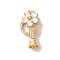 Brass Micro Pave Cubic Zirconia Fold Over Clasps, with Glass, Flower, Clear, 22mm, Hole: 4.5mm