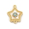Brass Micro Pave Clear Cubic Zirconia Connector Charms, with Shell, Real 18K Gold Plated, Star, 16.5x13x2.5mm, Hole: 1.2mm