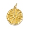 Rack Plating Brass Enamel Pendants, with Jump Ring, Long-Lasting Plated, Cadmium Free & Lead Free, Lemon Slices Charm, Real 18K Gold Plated, Yellow, 17x14.5x2mm, Hole: 3mm
