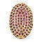 Rack Plating Brass Micro Pave Cubic Zirconia Charms, Cadmium Free & Lead Free, Long-Lasting Plated, Real 18K Gold Plated, Oval, Purple, 19x13x8mm, Hole: 1.5mm
