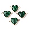 Synthetic Malachite Love Heart Pendants, Brass Heart Charms, Golden, 15.5x23x6mm, Hole: 1.8~2mm