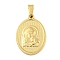 Ion Plating(IP) 304 Stainless Steel Pendants, Religious Theme Charm, Oval with Virgin Mary, Golden, 24x16x2~2.5mm, Hole: 5x3mm