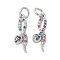 Brass Micro Pave Cubic Zirconia Pendants, Snake Charms, with Jump Ring, Platinum, 17x7x3mm, Hole: 3mm