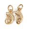 Brass Hook and S-Hook Clasps, Cadmium Free & Lead Free, Fish, with Jump Ring, Real 24K Gold Plated, 11x5.5x2.5mm, Hole: 3.4mm