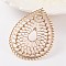Filigree Teardrop Iron Filigree Joiners Links, Etched Metal Embellishments, Light Gold, 68x50x0.5mm, Hole: 1.2mm