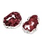 Dyed Natural Druzy Agate links, with Brass Edged, Silver Color Plated, Dark Red, 36.5~79x21~44x6.5~9mm, Hole: 2.5mm