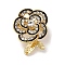 Zinc Alloy Rhinestone  Lapel Pins for Backpack Clothes, Camellia, 22.5x17.5mm