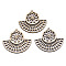 Undyed Natural Wooden Big Pendants, Laser Cut Shapes, Fan, Antique White, 53x59.5x2mm, Hole: 1.8mm