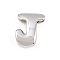 Brass Beads, Long-Lasting Plated, Rack Plating, Lead Free & Cadmium Free, Platinum, Letter J, 14x11x5mm, Hole: 11x3mm
