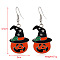 Halloween Theme Alloy Enamel Dangle Earrings, Platinum, Pumpkin, 45x20mm