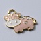Alloy Enamel Pendants, Light Gold, Cow Charm, Pink, 16x20x2mm, Hole: 2mm
