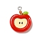 Opaque Resin Pendnats, Apple, with Platinum Iron Loops, Red, 25x21.5x6mm, Hole: 2mm
