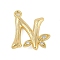 Brass Crystal Rhinestone Letter Links Connector Charms, Real 18K Gold Plated, Letter N, 15x14x4mm, Hole: 1.2mm and 1.5mm