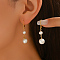 Brass Round Leverback Earrings, with Cultured Pearl, Golden, 40x9mm