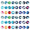 Glass Cabochons, Half Round/Dome, For Jewelry Making, 12 Constellations Pattern, Mixed Color, 20x10mm, 24pcs/set, 2sets/Box