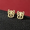Stainless Steel Stud Earrings, Dog Shape, Golden, 12x10mm