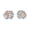 Flower Brass Plastic Pearl Stud Earrings, Silver, 19.6x19mm