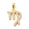 925 Sterling Silver Micro Pave Clear Cubic Zirconia Pendants, Twelve Constellations Charms, Golden, Pisces, 10~16x10~15.5x1.5~2mm, Hole: 2.5x5mm