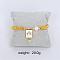 Bohemian Style Brass Rectangle Charm Bracelets, Round Beads Stretch Bracelets for Women, with Pearl and Enamel, Golden, Word, Inner Diameter: 2-3/8 inch(6cm)