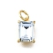 Brass Glass Charms, Rectangle Charms, With Jump Rings Loop, Lead Free & Cadmium Free, Rack Plating, Lasting Plated, Faceted, Real 18K Gold Plated, 10x7x4mm, Hole: 3mm