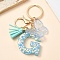 Resin & Acrylic & Faux Suede Tassel Keychain,  with Alloy Clasp and Iron Rings, Letter G, 9.6cm