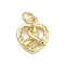 Rack Plating Heart Brass Pendants, with Jump Rings, Long-Lasting Plated, Lead Free & Cadmium Free, Real 18K Gold Plated, 13x11x3mm, Hole: 3mm