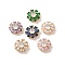 Glass Charms, with Brass Finding, Flower, Golden, Mixed Color, 13.5x13.5x6.5mm, Hole: 1.5x3mm