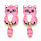 Alloy Enamel Pendants, Golden, Cat Charm, Pearl Pink, 39x15.5x2mm, Hole: 2mm