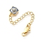 Brass Natural Lapis Lazuli Ends with Chain, with Enamel & Glitter Powder, Real 18K Gold Plated, 72mm