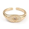 Brass Micro Pave Clear Cubic Zirconia Cuff Rings, Open Rings, Long-Lasting Plated, Star, Real 18K Gold Plated, 2mm, Inner Diameter: 17.2mm