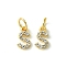 Rack Plating Alloy Rhinestone Pendants, Cadmium Free & Lead Free, Letter S, 11x7x2mm, Hole: 5mm