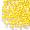 6/0 Baking Paint Glass Round Seed Beads, Yellow, 4~5x3~4mm, Hole: 1~2mm, about 4500pcs/pound