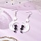 Acrylic Dangle Earrings, with Shell Beads, Cat & Moon, Platinum, Star, 76.5x26.5mm
