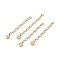 Ion Plating(IP) 316 Surgical Stainless Steel Curb Chain Extender with Natural Rose Quartz Round Charm, Golden, 53.5mm, Hole: 2.5mm