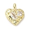 Brass Micro Pave Cubic Zirconia Pendants, Cadmium Free & Nickel Free & Lead Free, Heart, Real 14K Gold Plated, 16x13x4.5mm, Hole: 3x2.5mm