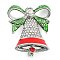 Christmas Theme Enamel Pins, Alloy Rhinestone Brooches for Backpack Clothes, Christmas Bell, Platinum, 38.5x32mm