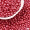 6/0 Glass Seed Beads, Opaque Colours Luster, Teardrop, Crimson, 4~5x4~4.5x3~4mm, Hole: 0.8~0.9mm, about 5625pcs/pound