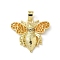 Brass Micro Pave Cubic Zirconia Pendants, with Enamel, Bees Charms, Real 18K Gold Plated, Orange, 22.5x25.5x4mm, Hole: 4x3mm