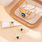Hollow Out Evil Eye Alloy Resin Cuff Bangles & Cuff Rings & Stud Earrings Sets, Golden, Inner Diameter: 60mm