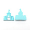 Cartoon Resin Cabochons, DIY Hair Accessories, Castle, Sky Blue, 36x33.5x13.5mm