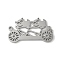304 Stainless Steel Filigree Pendants, Raccoon with Bicycle Charms, Stainless Steel Color, 29.5x16.5x1.5mm, Hole: 1.5mm