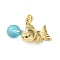 Plastic Pendants, Fish, with Brass Findings & Imitation Pearl Beads, Golden, 13x25.5x8mm, Hole: 5x2.5mm