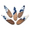 Resin and Walnut Pendants, Taerdrop, Marine Blue, 52.5x13.5x2.5mm, Hole: 1.6mm