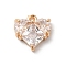 Brass Charms, with Glass, Heart, Golden, Clear, 12.5x12x4mm, Hole: 1.4mm