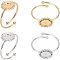 4Pcs 4 Style 304 Stainless Steel Open Cuff Ring Findings, Pad Ring Settings, Sun & Flat Round, Golden & Stainless Steel Color, US Size 8(18.1mm), Tray: 4~6mm, 1Pc/style
