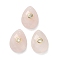 Natural Rose Quartz Pendants, Faceted Teardrop Charms with Golden Tone Brass Micro Pave Clear Cubic Zirconia Findings, Golden, 18x13x6.5~7mm, Hole: 1mm